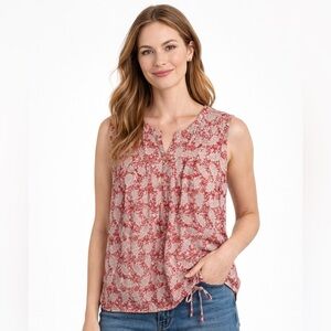 Ann Taylor LOFT coral paisley sleeveless top blouse women’s large
